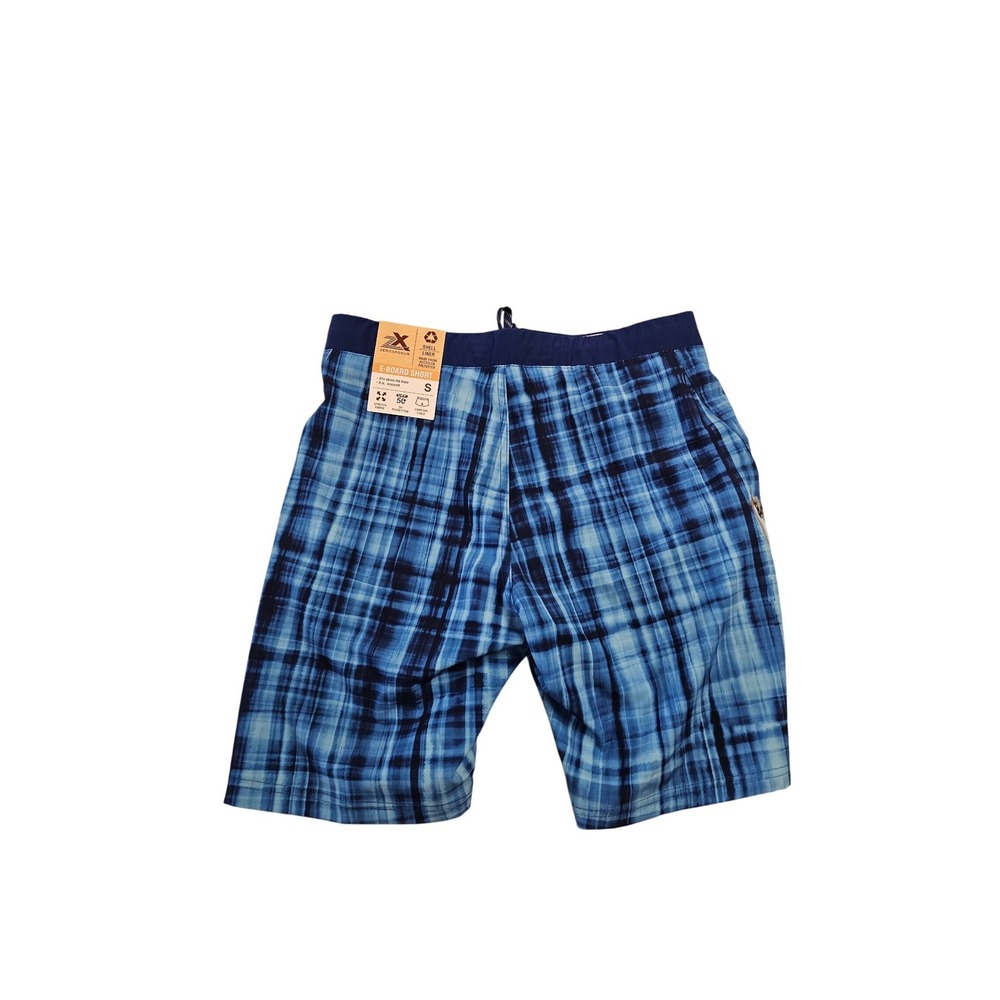 ZeroXposur Mens E-Board Shorts Navy Plaid Swim Trunks Size‎ S E88111